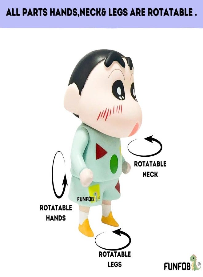 FUNFOB Shinchan Action Figure | Shin chan Figurine Cartoon Figures Toys for Boys & Girls PVC Multicolour (Shinchan Nightsuit Standing (No Cap)) - Image 2